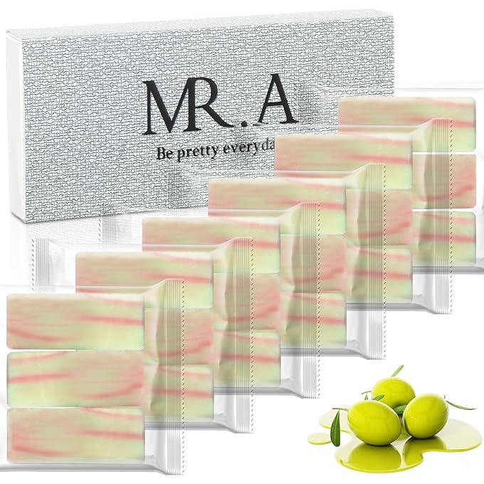 Mr.A 18 Handmade Travel Soap Individually Wrapped, Mini Olive Hotel Bar Soap Bulk Body Bath Gentle Bars for Men Women, Travel Size Toiletries for Homeless Hotel Essentials Wash for Guest Bathroom - Image 1